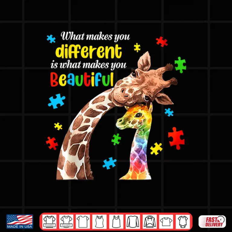 Design What Makes You Different Beautiful Giraffe Autism Awareness Shirt