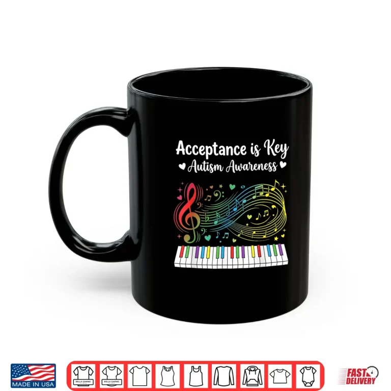 Mug Acceptance Is Key Autism Awareness Music Piano Professional Shirt