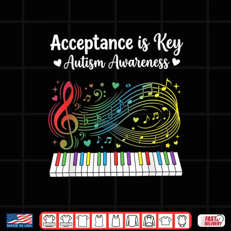 Design Acceptance Is Key Autism Awareness Music Piano Professional Shirt