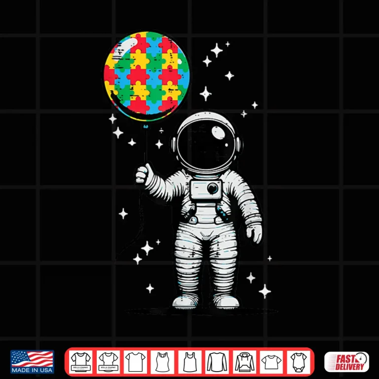 Design Astronaut Puzzle Balloon ASD Awareness Professional Graphic Shirt