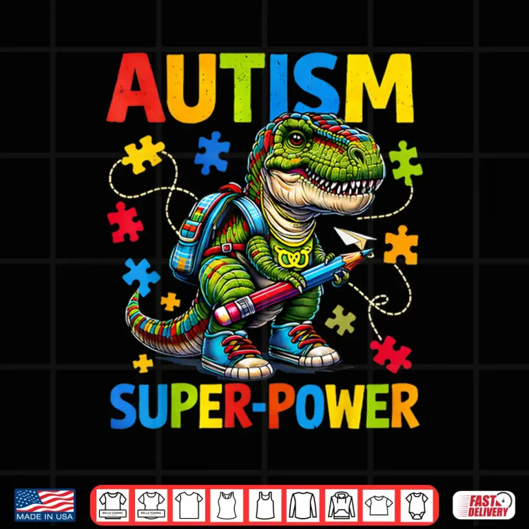 Design Autism Is My Superpower Dino T Rex Puzzle Professional Graphic Shirt