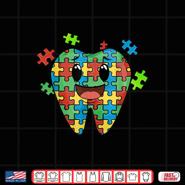 Design Cute Tooth Puzzle Dental Assistant Dentist Autism Awareness Shirt