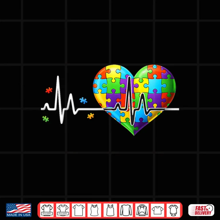 Design Funny Heart Beat Puzzle Autistic Autism Awareness Modern Shirt