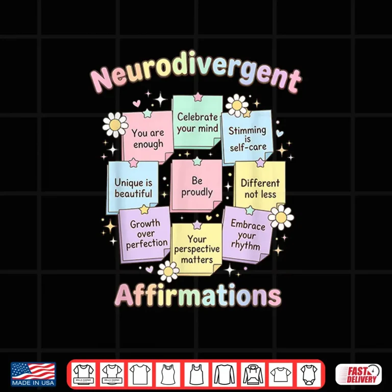 Design Professional Minimalist Neurodivergent Affirmations Autism Awareness Shirt