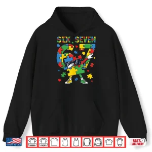 Six Seven Autism Awareness Dabbing Puzzle Modern Graphic Shirt