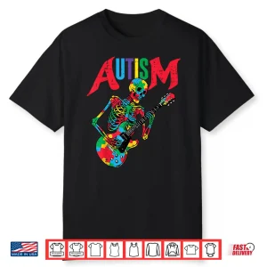 Skeleton Electric Guitar Asd Awareness Professional Graphic Shirt