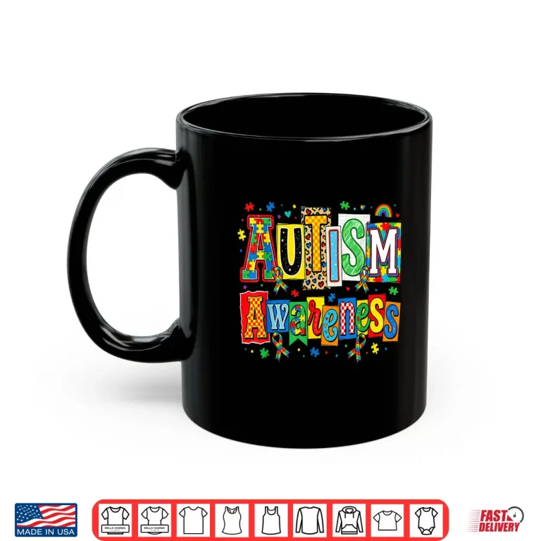 Mug Ribbon Puzzle Autism Awareness Support Squad Family Shirt