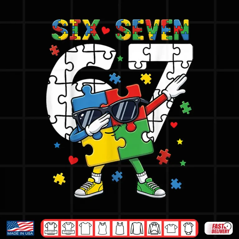 Design Sixty Seven Autism Awareness Puzzle Dabbing Six Seven Shirt