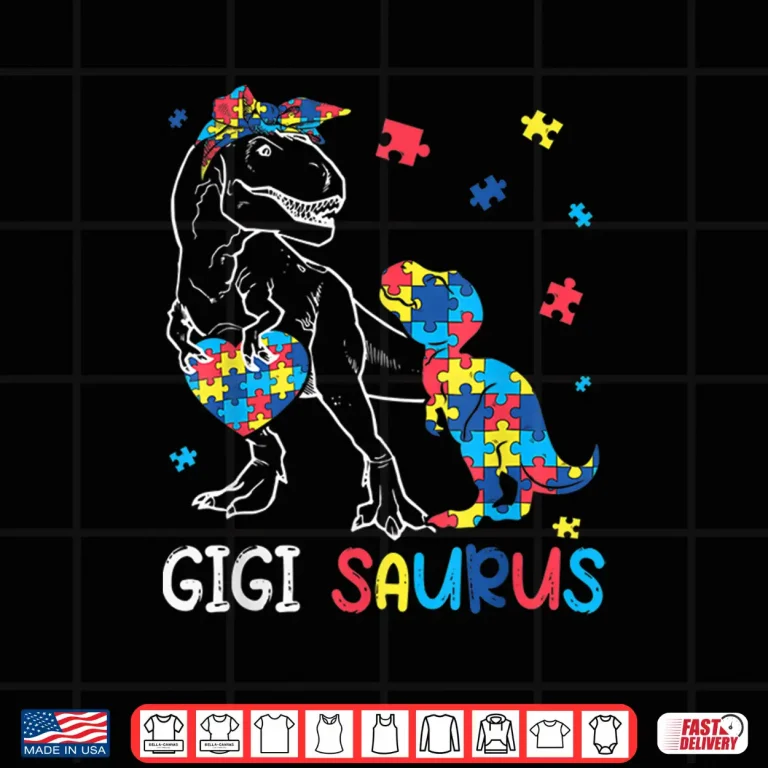 Design Gigi Saurus Autism Awareness Autistic Dinosaur Family Shirt