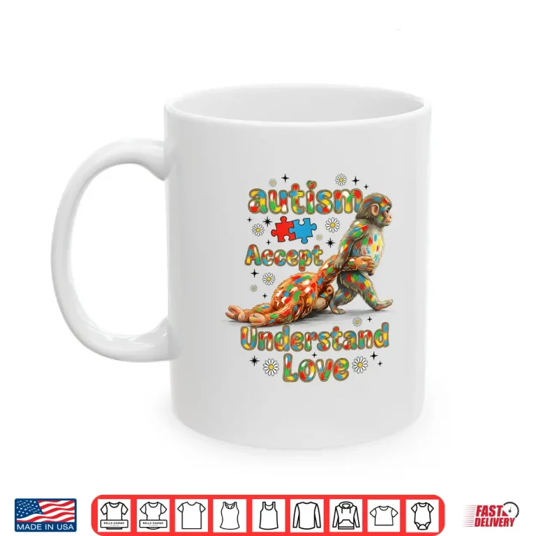 Mug Trendy Baby Monkey Autism Awareness Accept Understand Love Shirt
