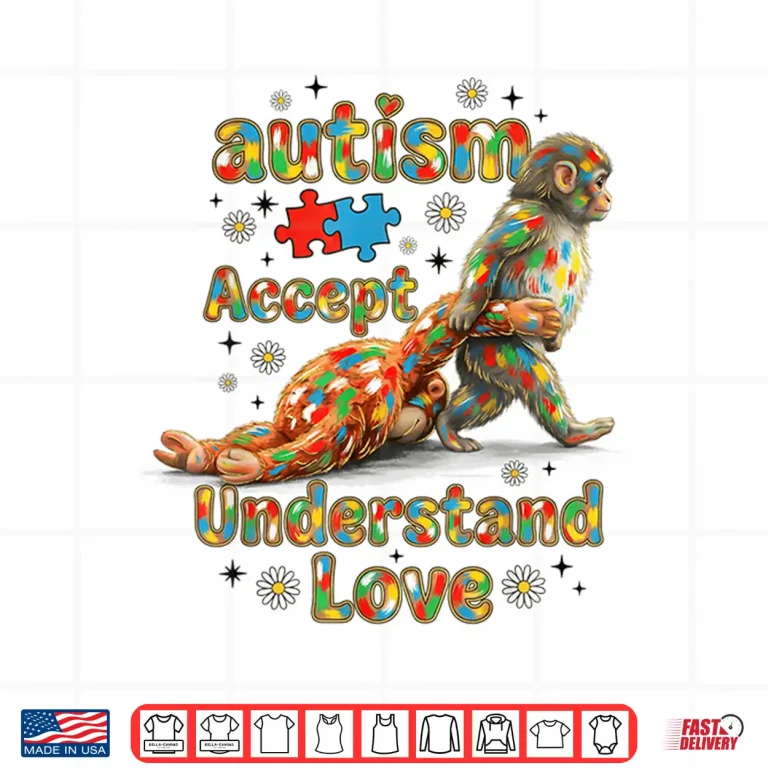 Design Trendy Baby Monkey Autism Awareness Accept Understand Love Shirt
