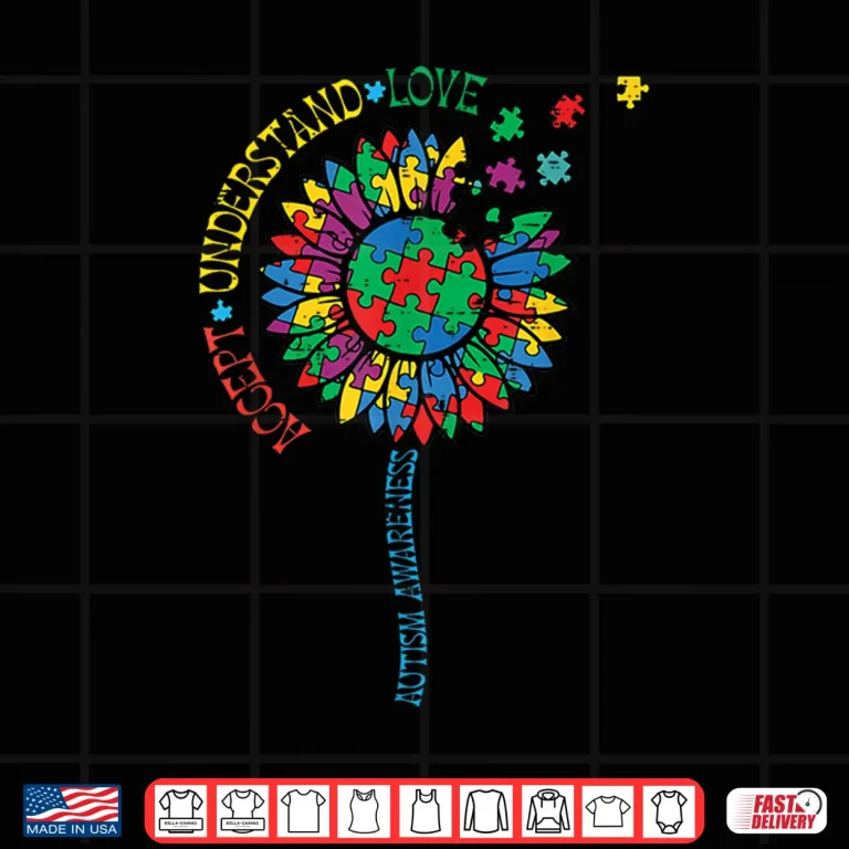 Design Sunflower Puzzle Accept ASD Autism Awareness Professional Shirt