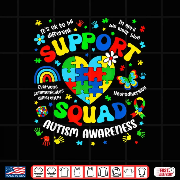 Design Support Squad Puzzle Autistic Autism Awareness Professional Shirt