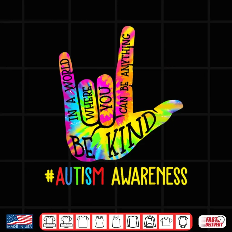 Design Sign Language Hand Autism Awareness ASL Tie Dye Graphic Shirt