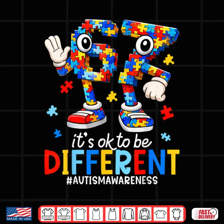 Design Sixty Seven Autism Awareness Modern Graphic Its Ok To Be Different Shirt