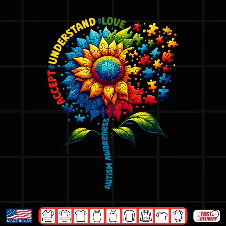 Design Sunflower Design Autism Awareness Sunflower Professional Shirt