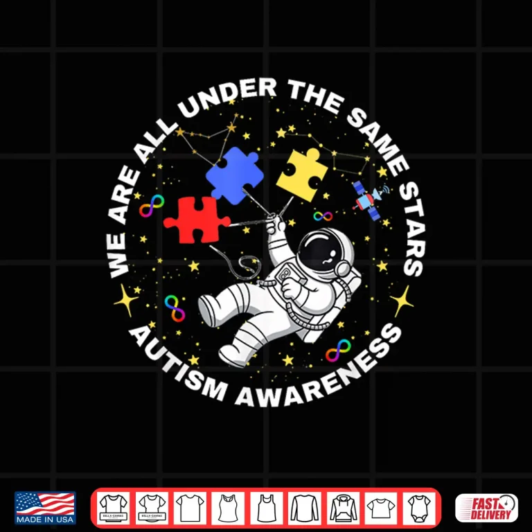 Design Under The Same Stars Autism Space Astronaut Professional Shirt