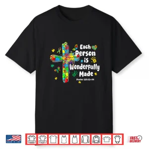 Wonderfully Made Christian Autism Bible Verse Professional Shirt