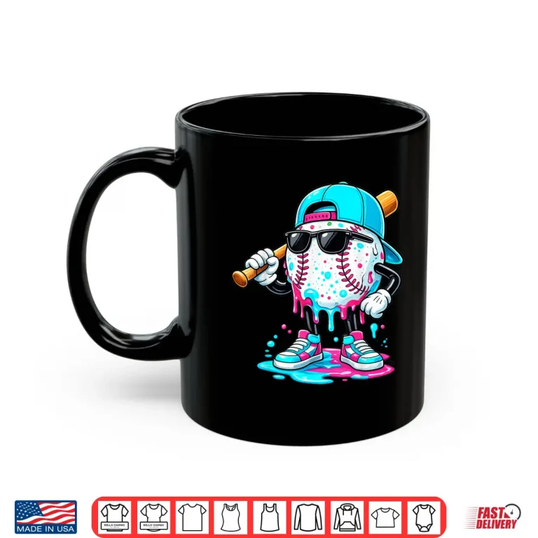 Mug Drip Baseball Lifestyle Mascot Shirt Funny Boys Kids Tee Shirt
