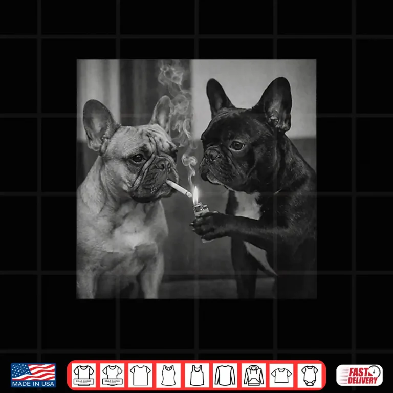 Design Frenchie Buddies Funny French Bulldog Smoking Cigarette Meme Shirt