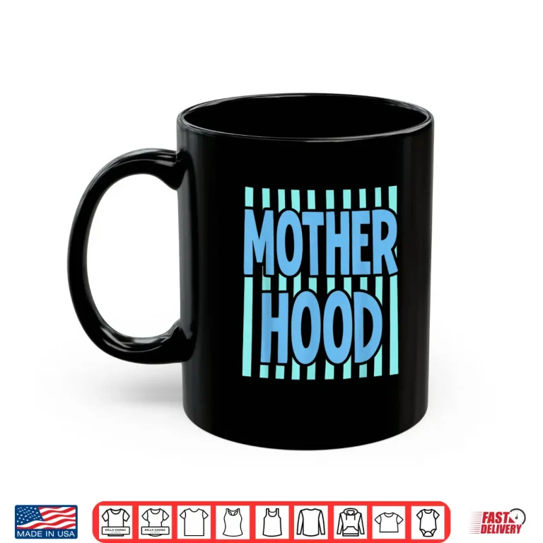 Mug Motherhood Retro Blue Stripe Typography Design Shirt
