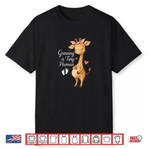 Cute Giraffe Growing A Tiny Human Pregnancy Announcement Shirt