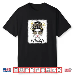Leopard Messy Hair Bun Nene Life Mother’S Day Mom Grandma Shirt