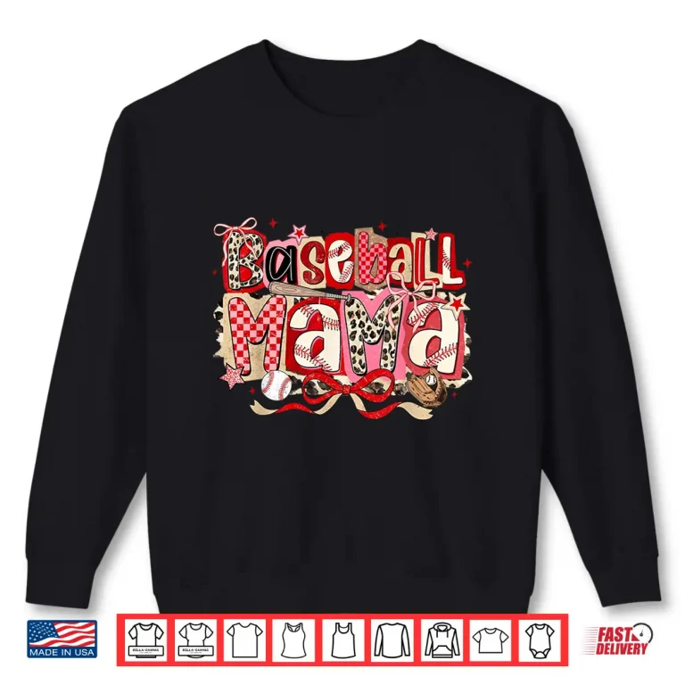 Sweatshirt Leopard Checkered Coquette Bow Baseball Mama Mothers Day Professional Shirt