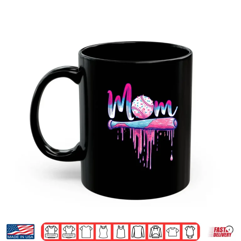 Mug Ice Cream Drip Baseball Mom Mothers Day Baseball Mama Shirt