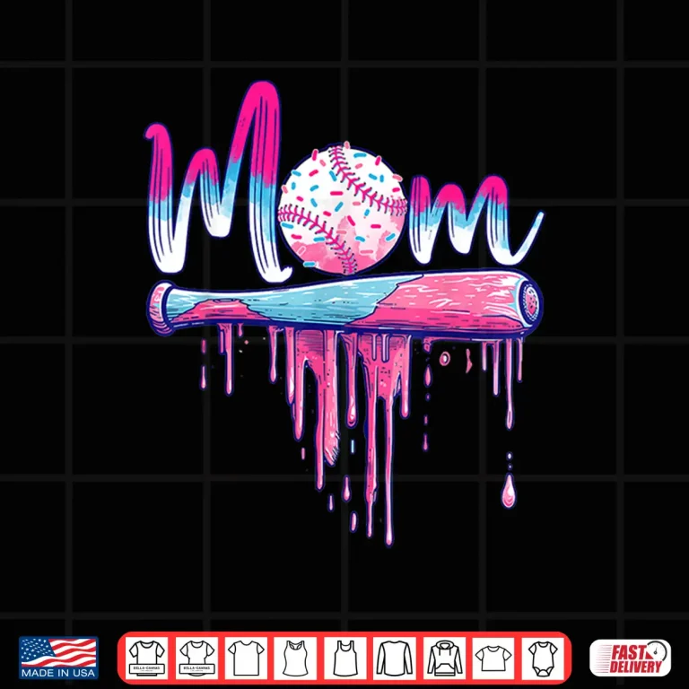 Design Ice Cream Drip Baseball Mom Mothers Day Baseball Mama Shirt