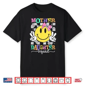 Matching Mother Daughter Squad Groovy Smile Face Mothers Day Shirt