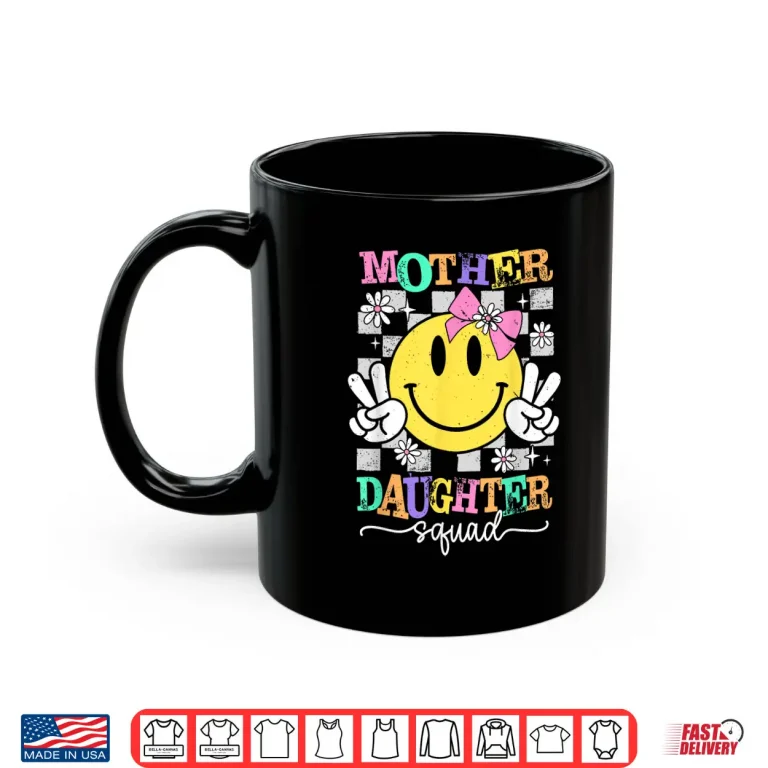Mug Matching Mother Daughter Squad Groovy Smile Face Mothers Day Shirt