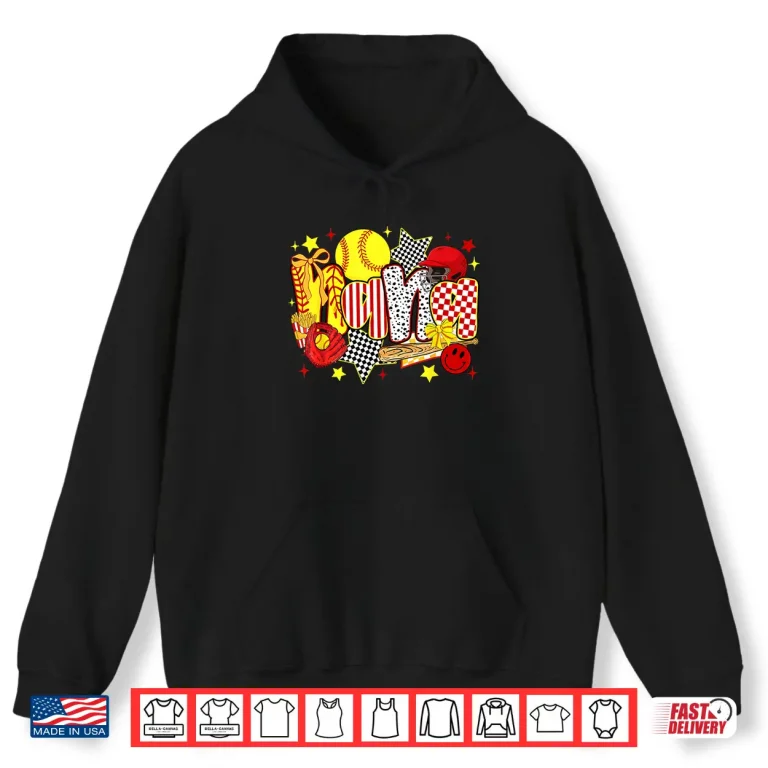 Hoodie Softball Coquette Bow Nana Softball Happy Mothers Day Shirt