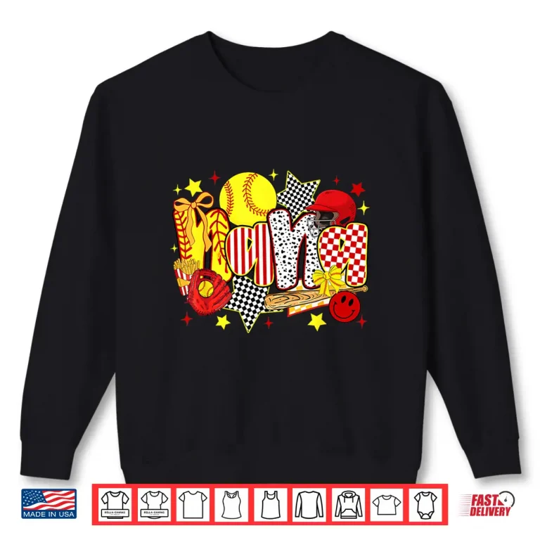 Sweatshirt Softball Coquette Bow Nana Softball Happy Mothers Day Shirt