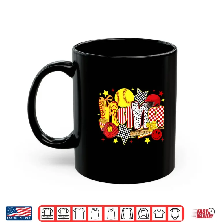 Mug Softball Coquette Bow Nana Softball Happy Mothers Day Shirt