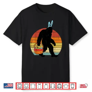 Bigfoot Sasquatch Bunny Easter Eggs Retro Men Women Kids Shirt