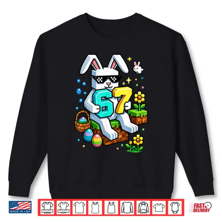 Sweatshirt Boys Happy Easter Day Bunny Egg 6 7 Meme Easter Kids Gamer Shirt
