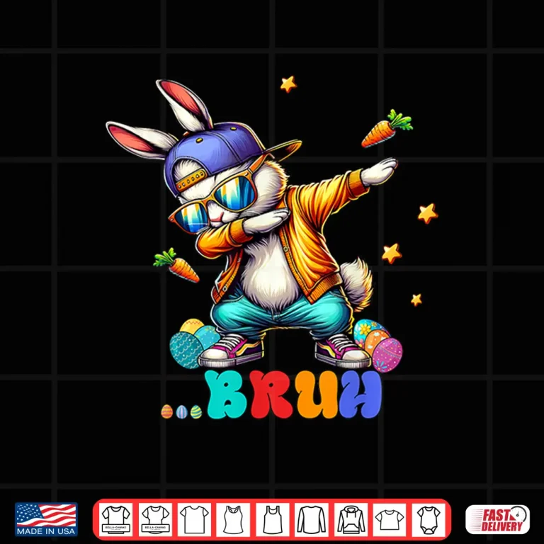 Design Bruh Dab Bunny Easter Funny Kids Toddler Boys Mens Easter Shirt