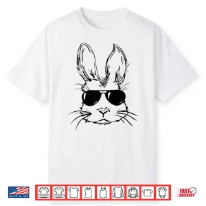 Bunny Face With Sunglasses Gifts For Boys Men Kid Easter Day Shirt