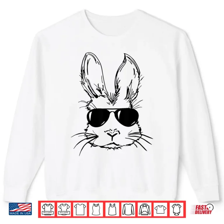 Sweatshirt Bunny Face With Sunglasses Gifts For Boys Men Kid Easter Day Shirt