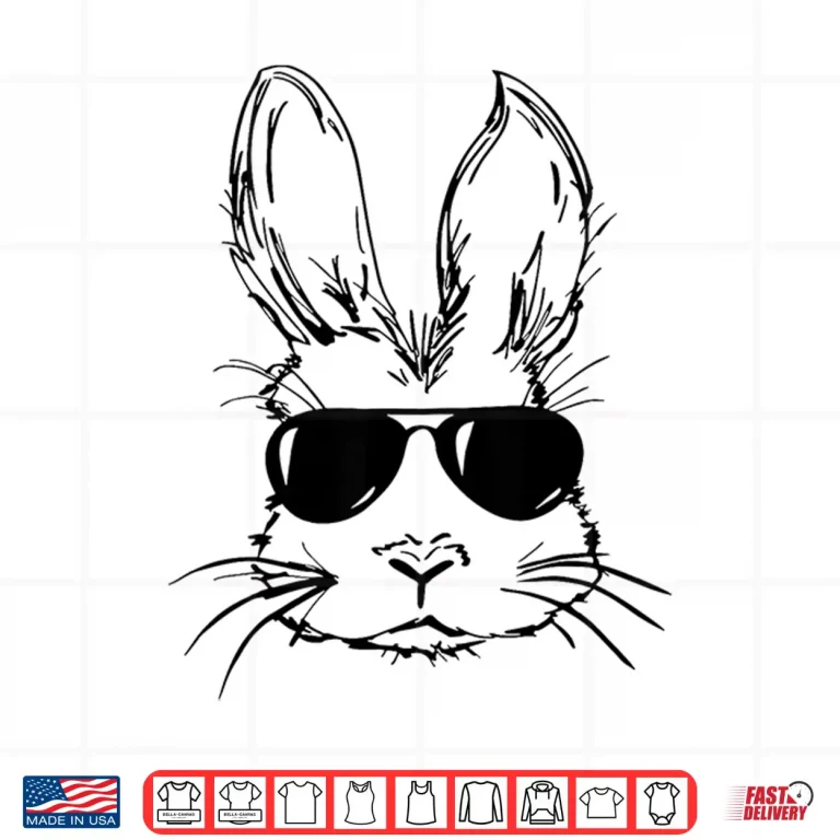 Design Bunny Face With Sunglasses Gifts For Boys Men Kid Easter Day Shirt