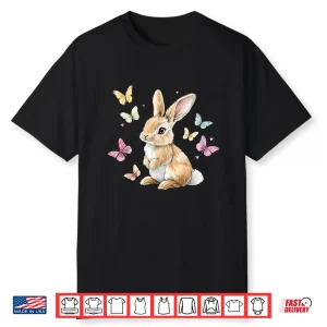 Cute Easter Bunny Rabbit Butterfly Shirt