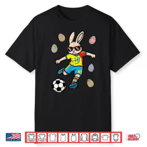 Easter Bunny Soccer Kick Rabbit Football Boys Kids Youth Men Shirt