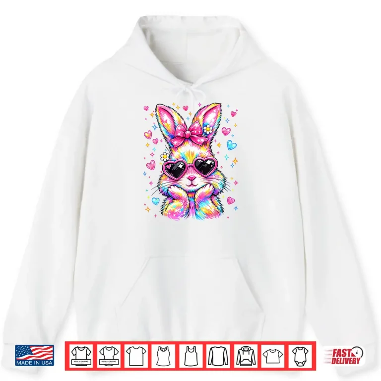 Hoodie Cute Coquette Tie Dye Rabbit Easter Bunny Women Girl Kid Shirt
