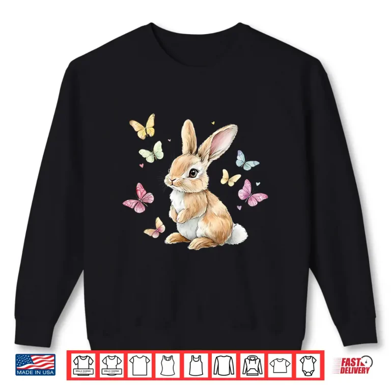 Sweatshirt Cute Easter Bunny Rabbit Butterfly Shirt