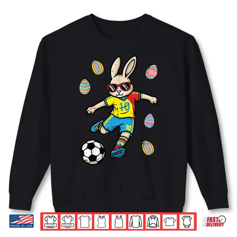 Sweatshirt Easter Bunny Soccer Kick Rabbit Football Boys Kids Youth Men Shirt