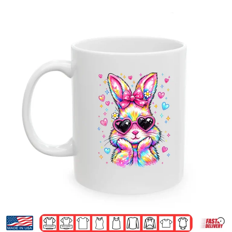 Mug Cute Coquette Tie Dye Rabbit Easter Bunny Women Girl Kid Shirt