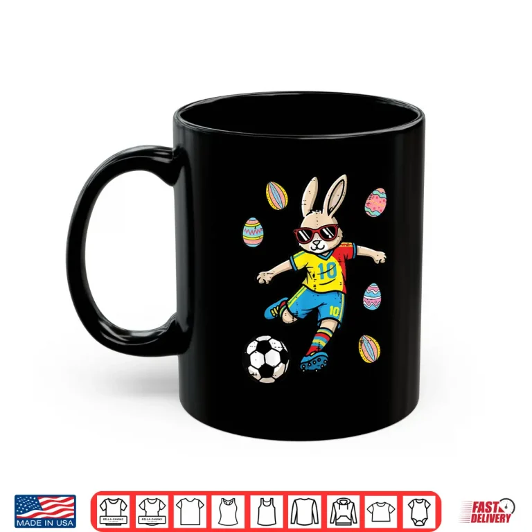 Mug Easter Bunny Soccer Kick Rabbit Football Boys Kids Youth Men Shirt