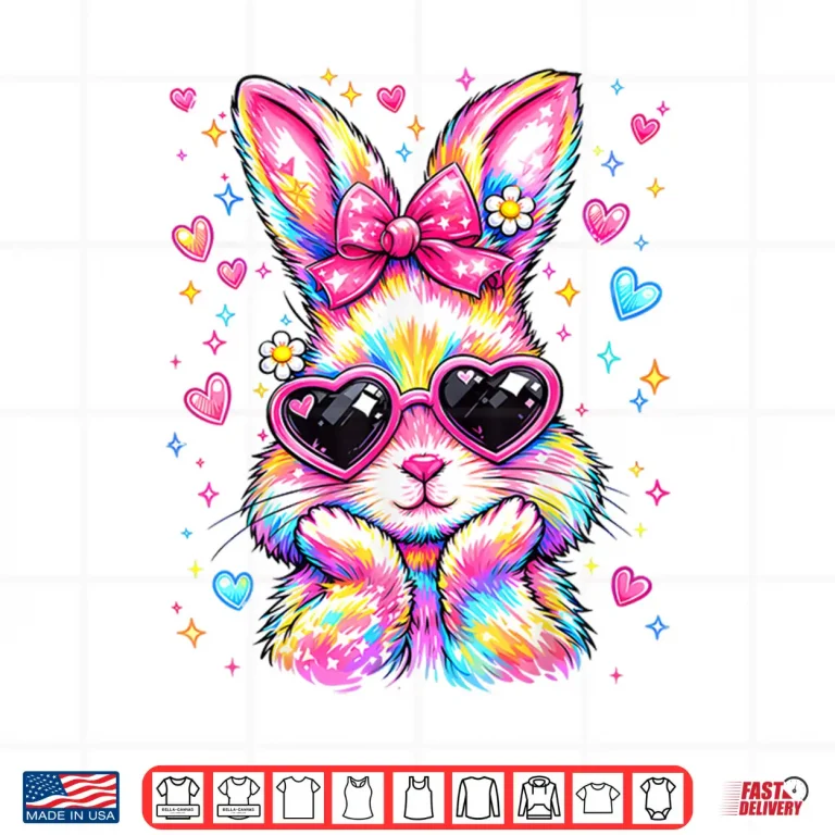 Design Cute Coquette Tie Dye Rabbit Easter Bunny Women Girl Kid Shirt