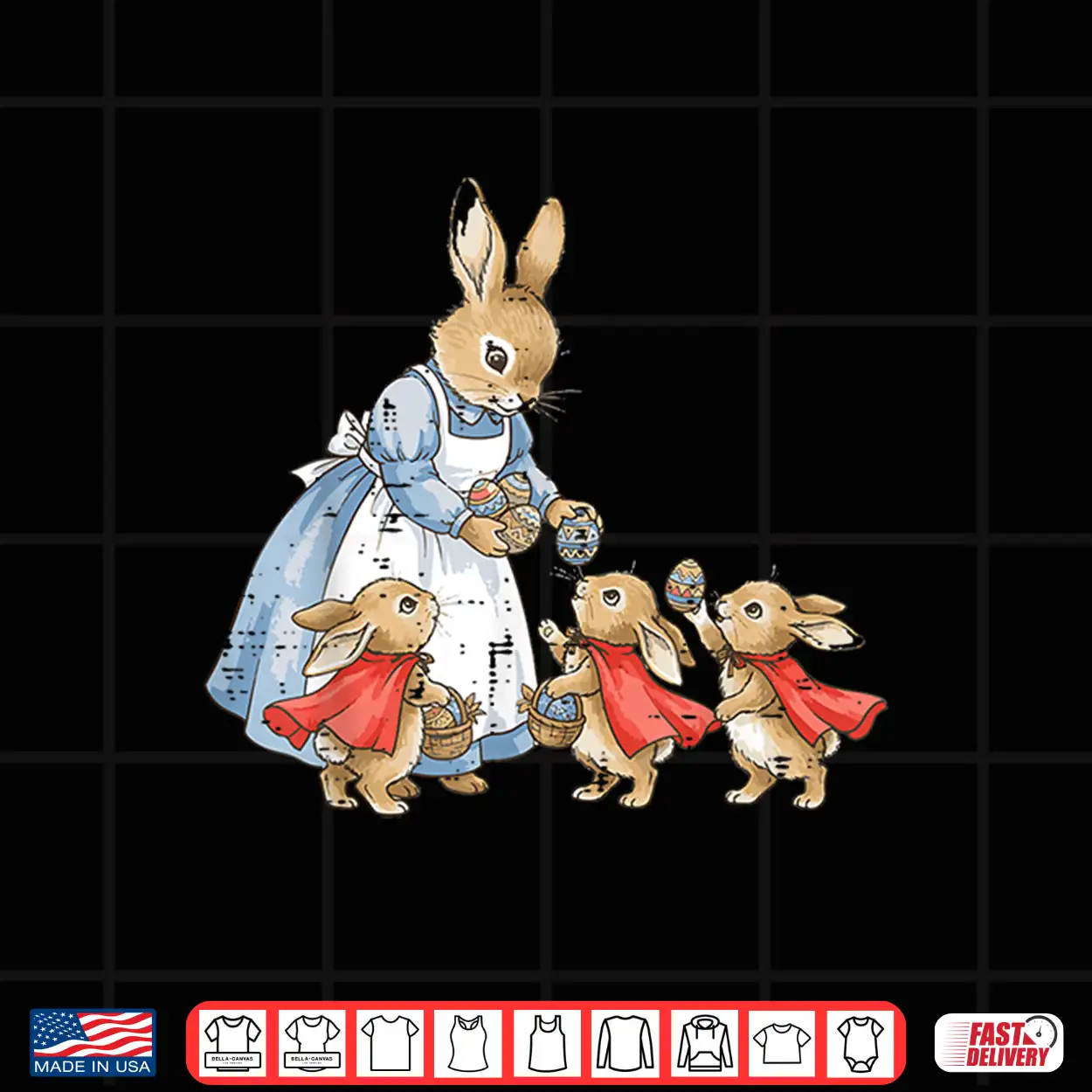 Easter Bunny Cottagecore Vintage Rabbit Women Girls Kids Shirt